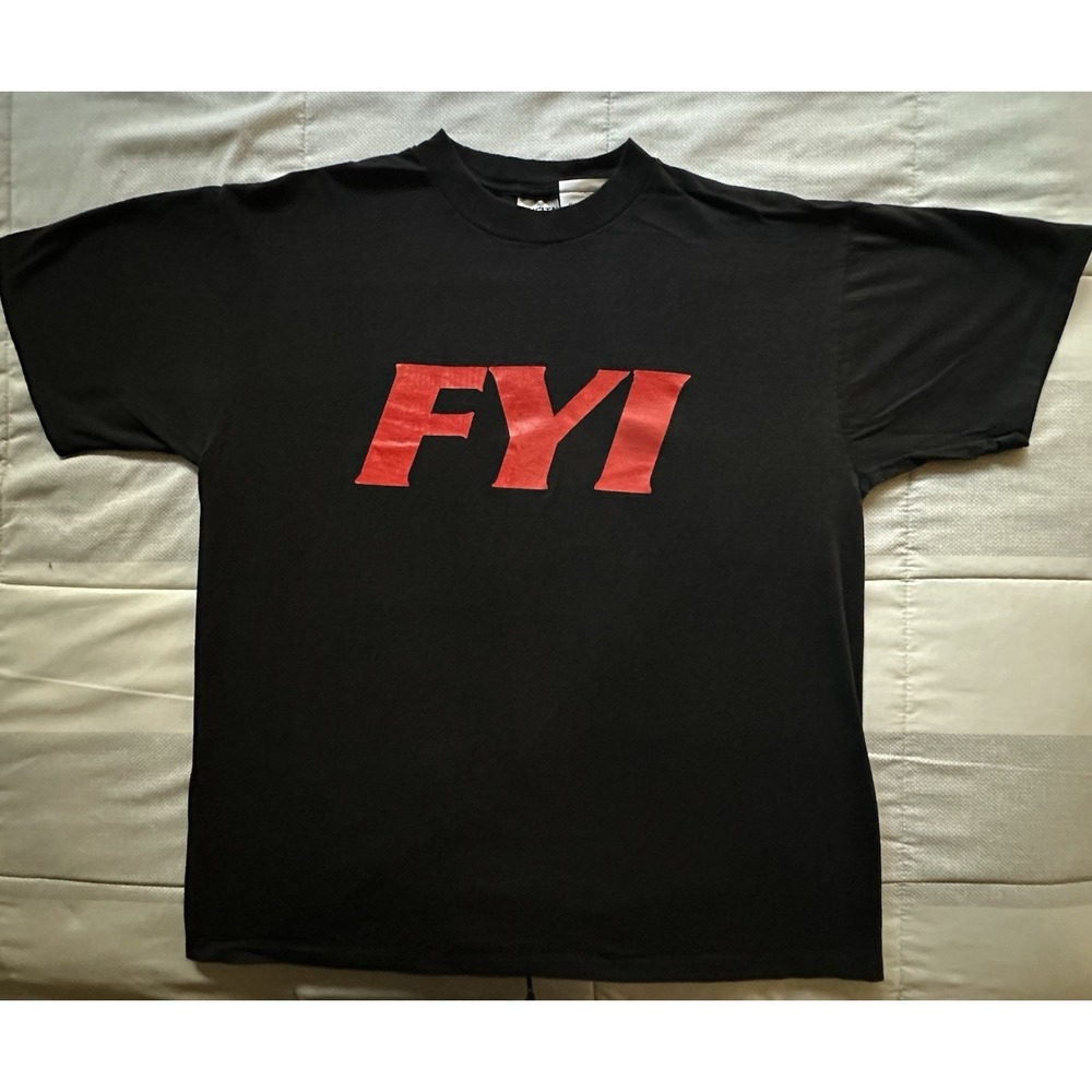 Vintage 1992‎ Murphy Brown FYI TV Show Promo T-Shirt Oneita Power-T XL Black